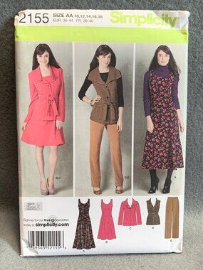 Simplicity Misses Coat Dress Shirt Pant Sewing Pattern Size 10 12 14 16 18 2155